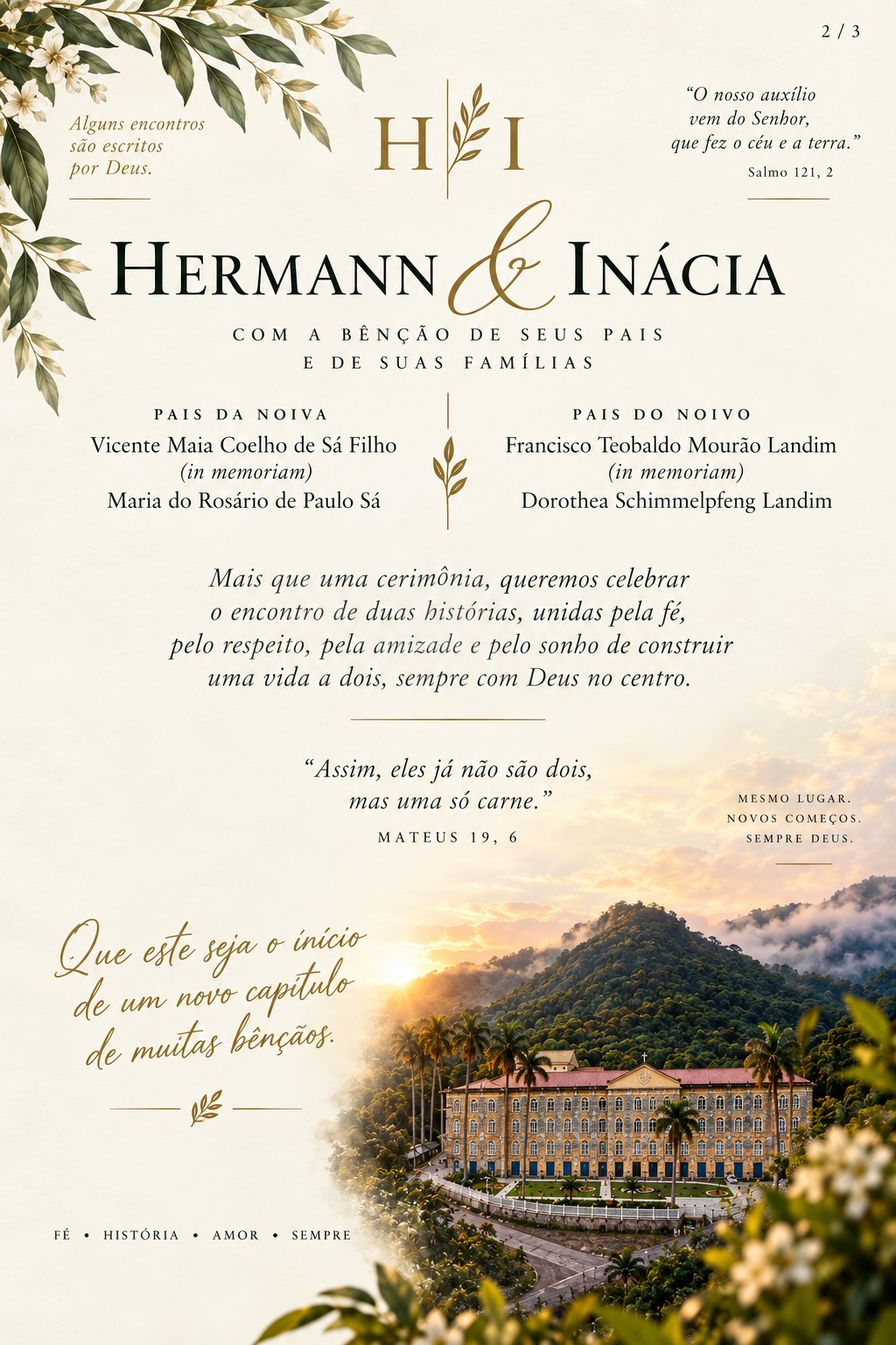 Famílias e mensagem do casamento