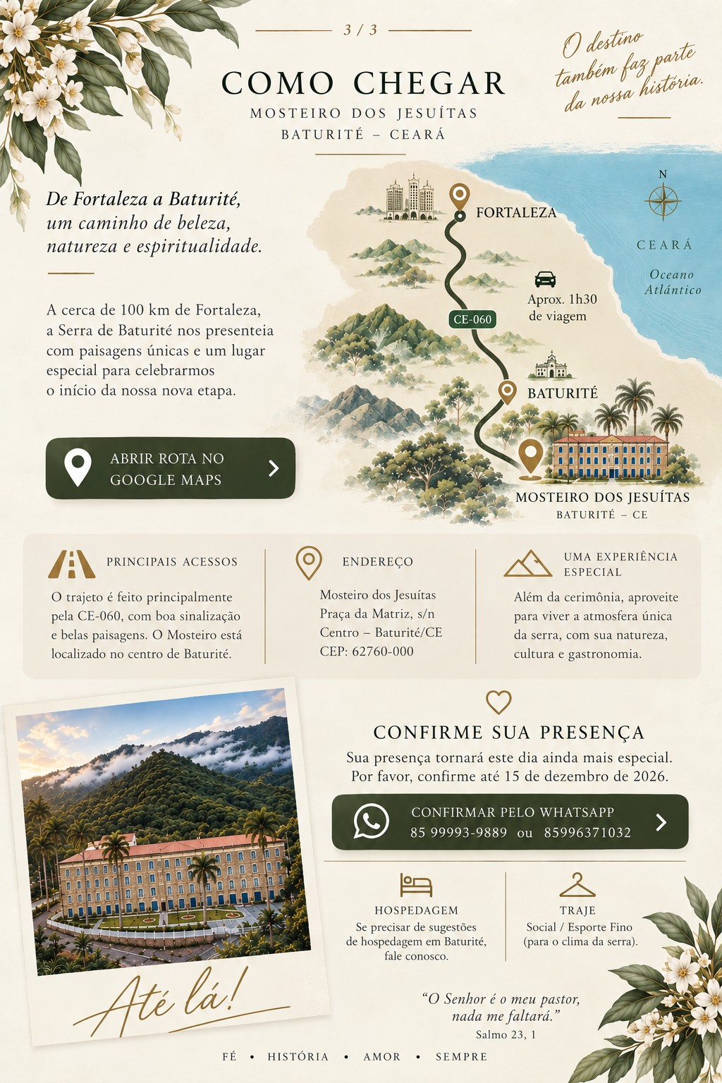 Como chegar e confirmação de presença